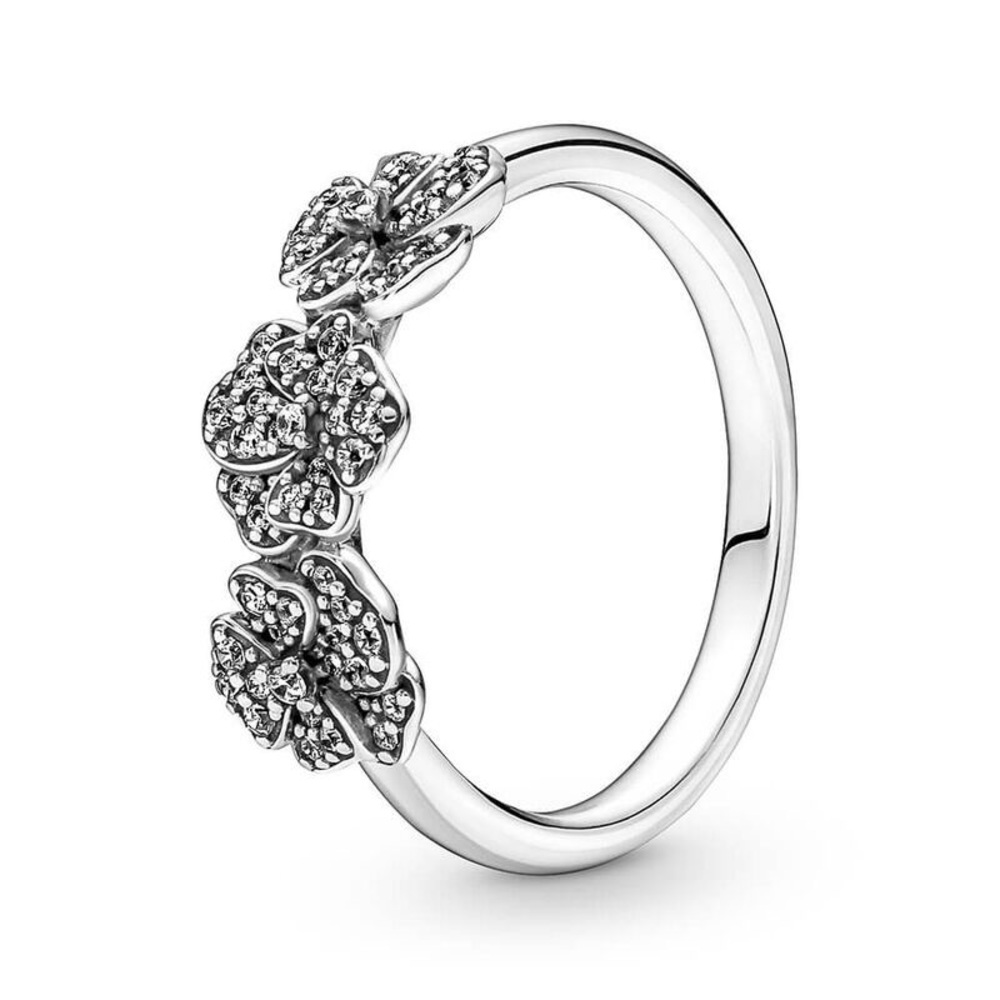 PANDORA Triple Pansy Flower CZ Ring 190786C01-56